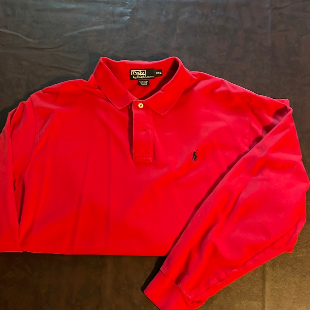 Red polo long sleeve shirt